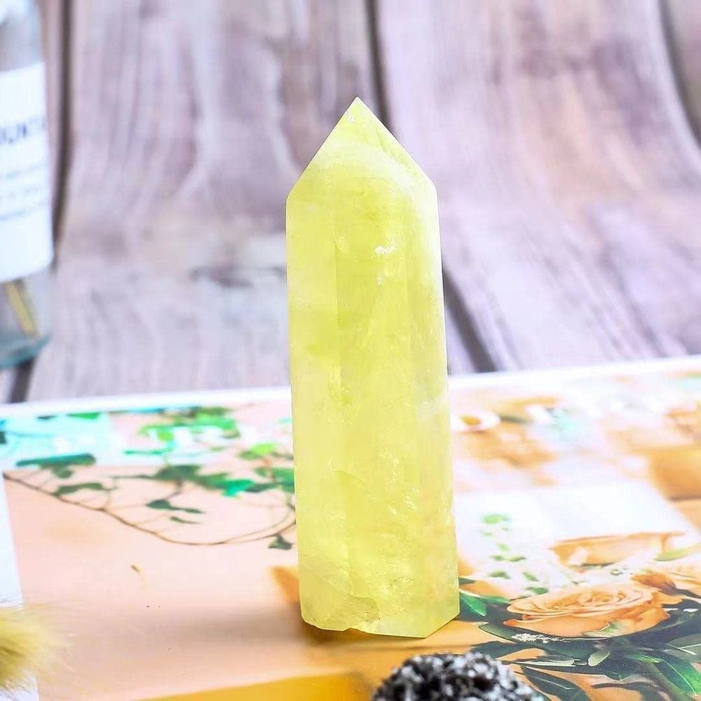 FVJKNWTY 65mm-75mm Natural Citrine Crystal Tower Quartz Points for Decoration 1pc Beautiful Crystal