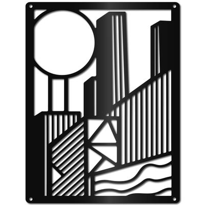 CREATCABIN Metal Wall Art - Modern Geometric Hanging Ornament Iron Wall Decoration Sculpture Abstract Vertical Home Decor - Minimalist for Indoor Outdoor Bedroom Office - 12x9Inch