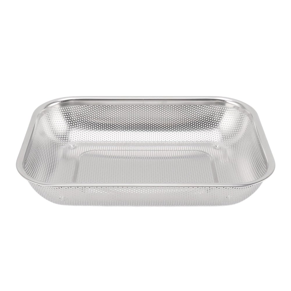 Rectangular Stainless Steel Vegetable Filter Basket, Metal Mesh Fruit Colander Strainer Kitchen Food Washing Basket Drain Bowls (L)