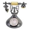 Retro Telephone Alarm Clock, Old Fashioned Royal Style Telephone Clock Antique Telephone Table Clock Model for Home Decorations (black) view 3