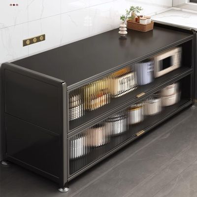 CHBMZ Metal Table Prep Table, Kitchen Work Table, Kitchen Island with Storage, with Flip Door, for Garage, Home, Warehouse, and Kitchen (Color : Black, Size : 85x44x60cm/33x17x24in)