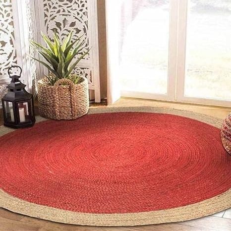 DecorAvenue Handmade Braided Jute Collection Classic Quality Made Natural Hand Woven with Solid Color