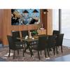 HomeStock Elegant 9-Piece Dining Set - Rectangular Table8 Parson Chairs - MahoganyLight Tan Finish view 1