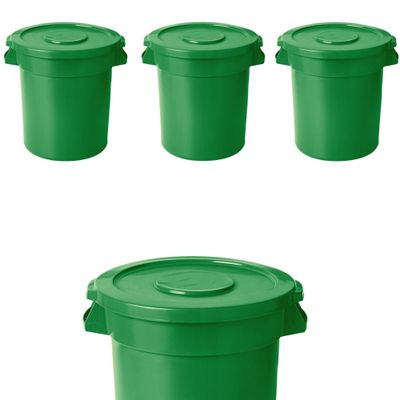 PRO&Family 55 Gallon Trash Can with Lid Round Ingredient Storage Containers Recycling Bin Kitchen Garbage Can Office Garbage Can Trash Barrel Plastic Barrel Yard Waste Bin Outdoor Trashcan (4, Green)
