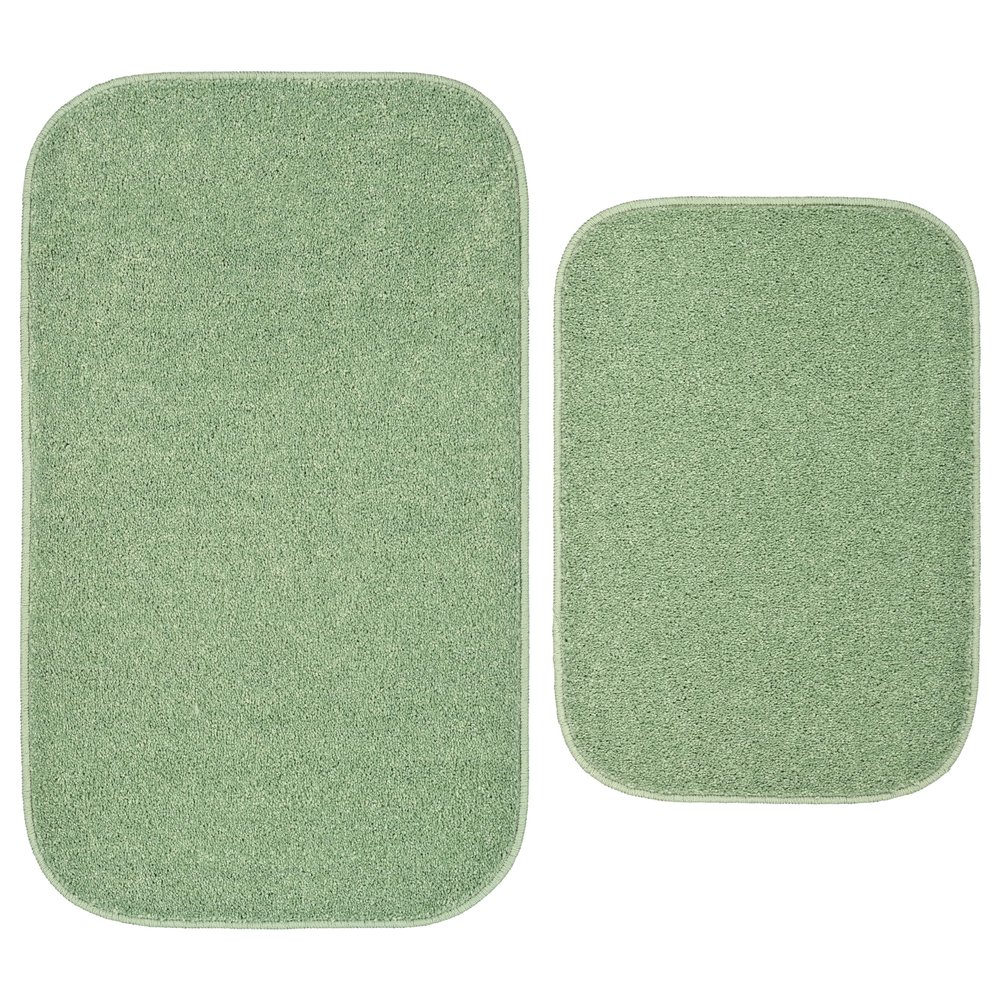 Garland Rug Gramercy Washable Bath Rug  Soft, Plush, Absorbent, Quick-Dry, Durable, 2 Piece Rug Set (17"x24" and 20"x34"), Deep Fern