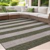 Unique Loom Outdoor Striped Collection Area Rug - Distressed Stripe (7' 10" Square Green/Gray) view 3