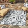 Unique Loom Outdoor Botanical Collection Area Rug - Leaves (4' 5" x 6' 1" Rectangle Black/Ivory) view 1