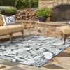 Unique Loom Outdoor Botanical Collection Area Rug - Leaves (4' 5" x 6' 1" Rectangle Black/Ivory) view 4