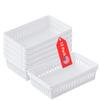 Tribello Plastic Bin Baskets for Organizing, White Storage Tray, Rectangle 9 x 6 x 2 - Pack of 12 - Made in USA (12 Pack) view 1