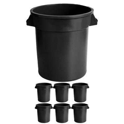 Mix.Home 20 Gallon Round Trash bin Garbage can Outdoor Yard Trash can Trash Barrels Garbage Drum Heavy Duty Trash can Industrial Trash can Kitchen Trash bin (7, Black)