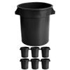 Mix.Home 20 Gallon Round Trash bin Garbage can Outdoor Yard Trash can Trash Barrels Garbage Drum Heavy Duty Trash can Industrial Trash can Kitchen Trash bin (7, Black) view 1