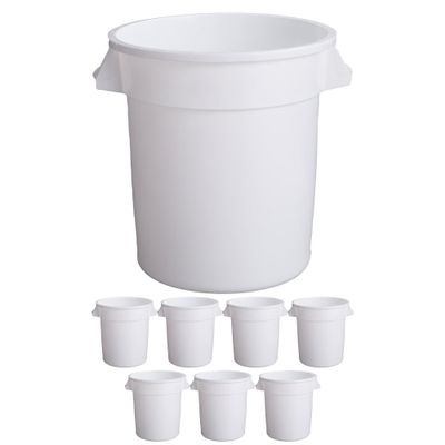 Mix.Home 20 Gallon Round Trash bin Garbage can Outdoor Yard Trash can Trash Barrels Garbage Drum Heavy Duty Trash can Industrial Trash can Kitchen Trash bin (8, White)