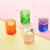 ALINK 16 oz Drinking Glasses with Lids and Straws Set of 4, 16 oz Wave Shape Bubble Glass Cups, Iced Coffee Glasses for Beer, Cocktail, Water Cups with Brush view 4