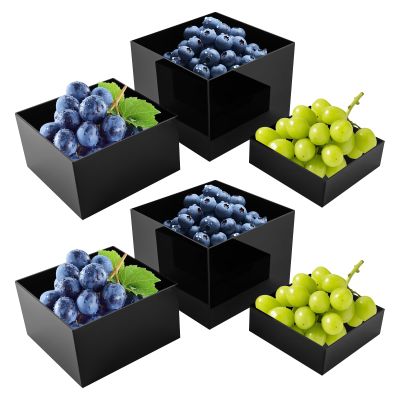 YIYIBYUS 6 Piece Display Stands,Display Nesting Riser Stands, Display Stands with Hollow Bottoms (Black)