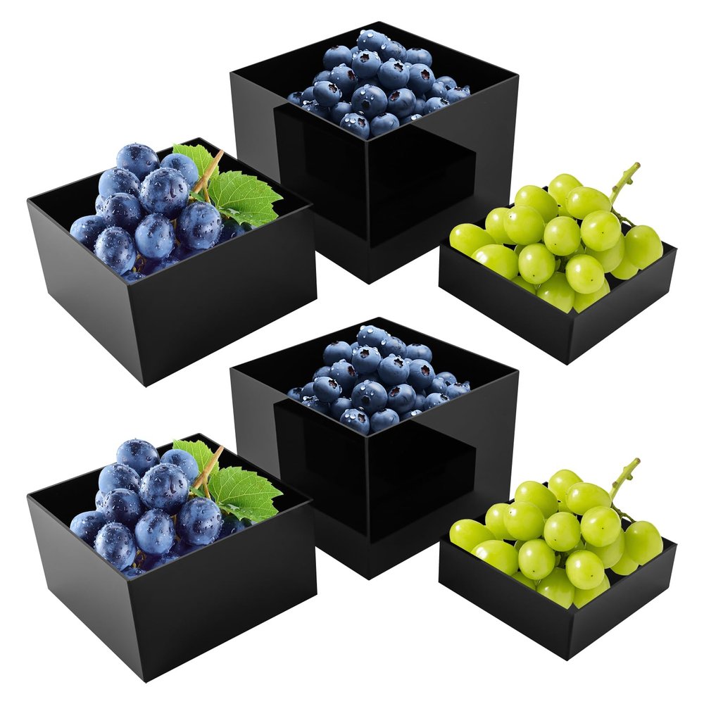 YIYIBYUS 6 Piece Display Stands,Display Nesting Riser Stands, Display Stands with Hollow Bottoms (Black)
