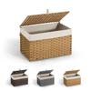 CAPHAUS Foldable Laundry Basket w/Lid, Synthetic Rattan Hamper w/Handles, 2 Removable Liner Bags, Large Storage Basket, 65L, Natural view 1