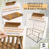 CAPHAUS Foldable Laundry Basket w/Lid, Synthetic Rattan Hamper w/Handles, 2 Removable Liner Bags, Large Storage Basket, 65L, Natural view 2