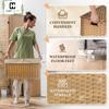 CAPHAUS Foldable Laundry Basket w/Lid, Synthetic Rattan Hamper w/Handles, 2 Removable Liner Bags, Large Storage Basket, 65L, Natural view 3