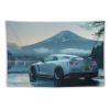FoRes Car Tapestry White Jdm Car R35 Mount Fuji Lake Surface Wall Hanging Bedroom Home Decor Tapestries Aesthetic Picnic Wall Decor Wall Art for Dorm Living Room 40""x60"", style view 1