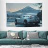 FoRes Car Tapestry White Jdm Car R35 Mount Fuji Lake Surface Wall Hanging Bedroom Home Decor Tapestries Aesthetic Picnic Wall Decor Wall Art for Dorm Living Room 40""x60"", style view 3