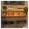 2-Tier Wall Mounted Wine Rack with LED Light, Hanging Industrial Wine Racks, Bar Unit Floating Shelves, Modern Metal Wine Display Rack, for Home Bar, Dining Room, Kitchen, Living Room (Color : Gold, view 2