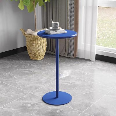 Antourlamm Round Metal Patio Dining Table Living Room Round Bar Tables Negotiation Side Table with 50cm/ 62cm/ 72cm Tall Metal Frame,Modern Sofa End Table for 2 to 4 Person (Size : 48x56cm)
