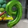 PatiCool 40 Inch Green Number Balloon 9, Large Number Foil Balloons Mylar for Girl Boy Birthday Party Celebration Decorations Supplies, Digital Balloons for Wedding Anniversary Events Decorations view 3