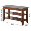KAMPCO Solid Wood Shoe Storage Bench, 3-Tier Entryway Storage Bench with PU Leather Seat Cushion, Shoe Organizer for Hallway Living Room Bathroom, Brown view 3