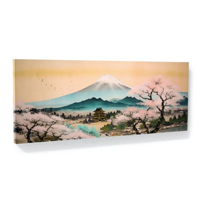 Sense Canvas Japanese Mt Fuji Cherry Blossoms 2 Canvas Art - Home Decor Wall Art Print Poster Painting Large 40x16 / 1.5"