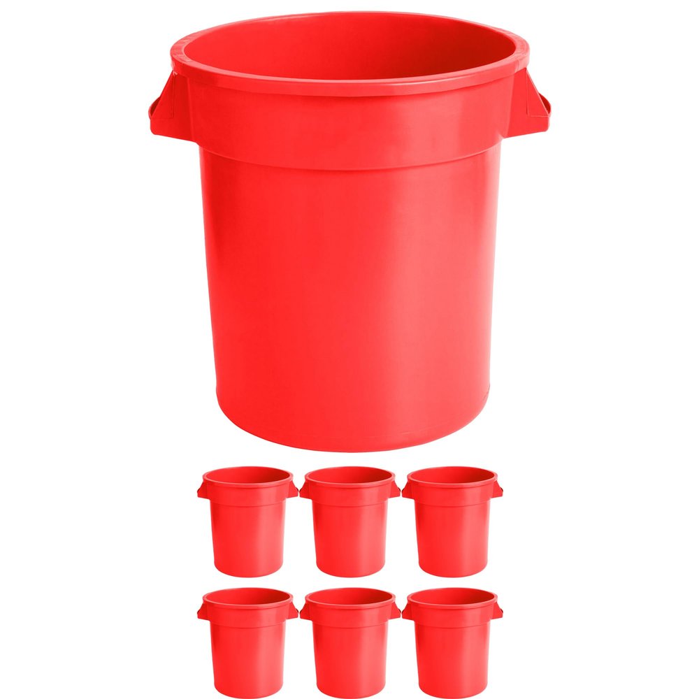 Mix.Home 20 Gallon Round Trash bin Garbage can Outdoor Yard Trash can Trash Barrels Garbage Drum Heavy Duty Trash can Industrial Trash can Kitchen Trash bin (7, Red)