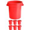 Mix.Home 20 Gallon Round Trash bin Garbage can Outdoor Yard Trash can Trash Barrels Garbage Drum Heavy Duty Trash can Industrial Trash can Kitchen Trash bin (7, Red) view 1