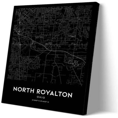Zhumendi North Royalton Vintage Map Poster North Royalton Street Prints Ohio Map of United States Poster Wall Artwork for Kitchen (24.00''x36.00'',Framed)