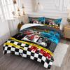 AILONEN Cartoon Racing Car Comforter Set Full Size, Extreme Sports Theme Bedding Set,Black White Grid Sheet Set,Race Car Bed in a Bag,Cool Sports Car Bedsheets Set,1 Fitted Sheet 2 Pillowcases view 2