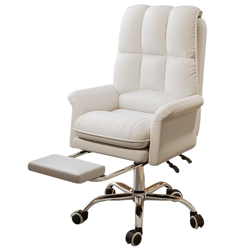 Ergonomic Office Chair, Home Office Desk Chair, High-Back Computer Chair with Lumbar Support and Retractable Footrest, 90-145 Reclining Chair, Rolling Swivel PU Leather Chair