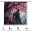 FBMLBRB Brebasf Modern Japan Samurai Cherry Blossoms for Bathroom Shower Curtains Sets with Rugs 4Pcs Abstract Spring Nature Landscape Game Samurai Shower Curtains Sets (12Hooks) view 2