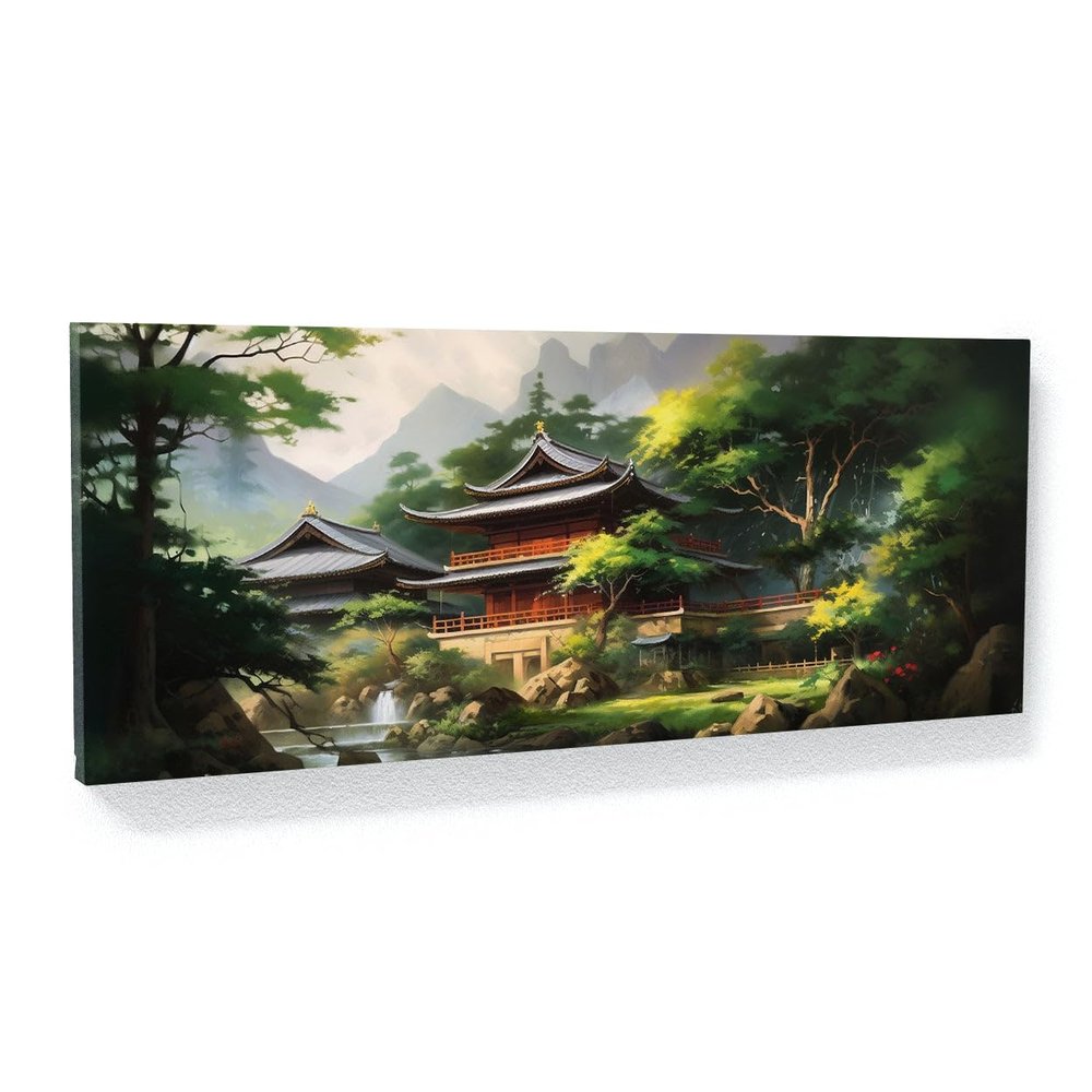 Sense Canvas Japanese Temple 7 Canvas Art - Home Decor Wall Art Print Poster Painting Medium 30x12 / 1.5"