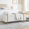 GERRIT Elegant Upholstered Linen Storage Bench with Cylindrical Arms, Storage Ottoman Bench with Electroplate Iron Legs for Hallway, Living Room, Bedroom (White) view 2