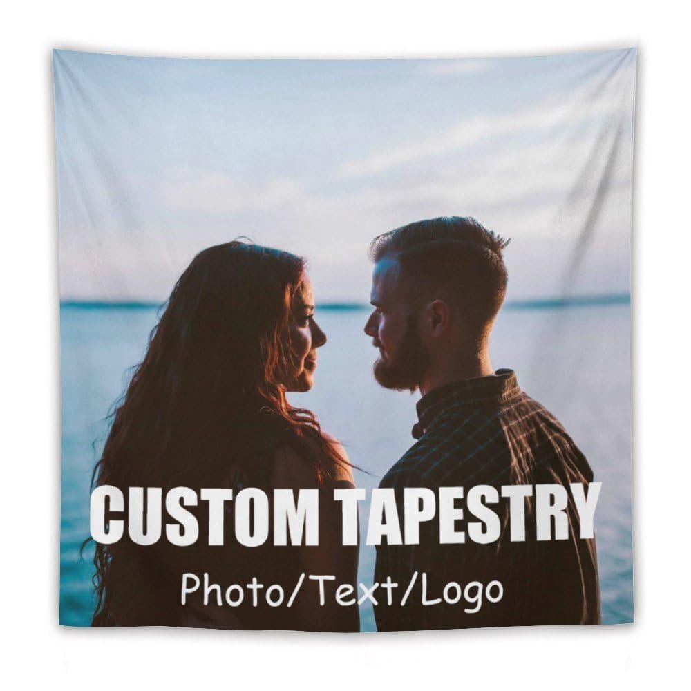 Asudfgh Custom Wall Tapestry with Name and Signs, Personalized Funny Backdrop for Wedding, Birthday, Valentines Day Gift, Create Your Own, H 60"x60"