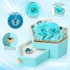 Preserved Cyan Real Rose with Necklace Forever Flowers Diamond shaped Box for Mom Wife Girlfriend Grandma on Mothers Day Birthday Valentines Christmas Anniversary Beatiful Gifts for women view 2