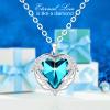 Preserved Cyan Real Rose with Necklace Forever Flowers Diamond shaped Box for Mom Wife Girlfriend Grandma on Mothers Day Birthday Valentines Christmas Anniversary Beatiful Gifts for women view 3