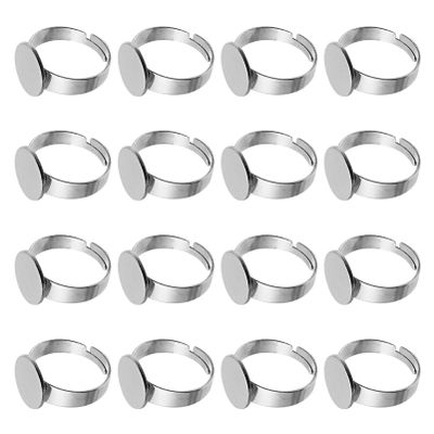 Stainless Steel Adjustable Ring Blanks 12mm 20pcs Flat Tray