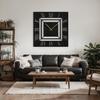 SIGNLEADER Metal Wall Clock Decor Wall Art Silent Battery Operated, Square Illusion Roman Numeral Wall Sculpture Clock Hangings Home Decoration for Living Room, Bedroom, Kitchen, Bathroom - 36" Black view 2