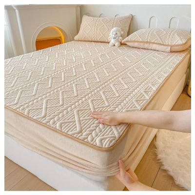 BNZCZY Thickened Milk Velvet Mattress Covers,Mattress Protective Cover,360  Full Surround Design,Breathable Mattress Cover Protector,for Apartments, Bedroom(Size:A Pair of Pillowcases,Color:Beige)