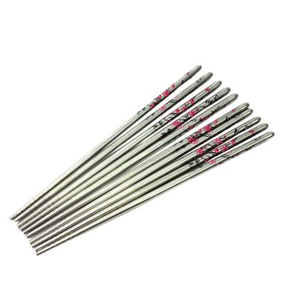 BIUDECO 5pairs Elegant Silver Stainless Steel Chopsticks with Plum Blossom Design Portable Reusable Tableware for Home Dining and Travel Dishwasher Safe