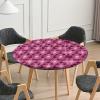 Leafage Pink Print Round Outdoor Tablecloth, Stain-Resistant Wipeable Table Cover, for Dining Parties Wedding Table Fit for 36" Table view 2