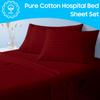 3 Piece Hospital Bed Sheet Set, 100% Egyptian Cotton 400 Thread Count, Soft and Comfy, Twin Size 39X75 Inch with 6 Inch Deep Pocket, Burgundy Stripe view 2