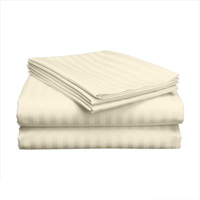 3 Piece Hospital Bed Sheet Set, 100% Egyptian Cotton 400 Thread Count, Soft and Comfy, Twin XXL Size 39X84 Inch with 12 Inch Deep Pocket, Ivory Stripe