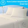 3 Piece Hospital Bed Sheet Set, 100% Egyptian Cotton 400 Thread Count, Soft and Comfy, Twin XXL Size 39X84 Inch with 12 Inch Deep Pocket, Ivory Stripe view 2