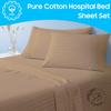 3 Piece Hospital Bed Sheet Set, 100% Egyptian Cotton 400 Thread Count, Soft and Comfy, Standard Size 36X80 Inch with 10 Inch Deep Pocket, Taupe Stripe view 2