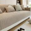 Washable Couch Cover - 1-Piece Sofa Slipcover Furniture Protector, Sectional Cushions, Chenille Protector for Living Room Furniture, Vanilla-35"x94" view 1